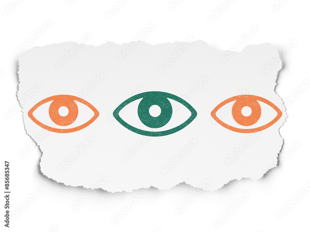 Obraz premium Security concept: eye icon on Torn Paper background
