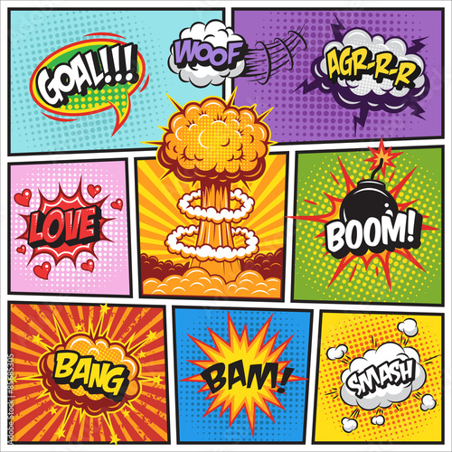 Set of comics speach and explosion bubbles 2