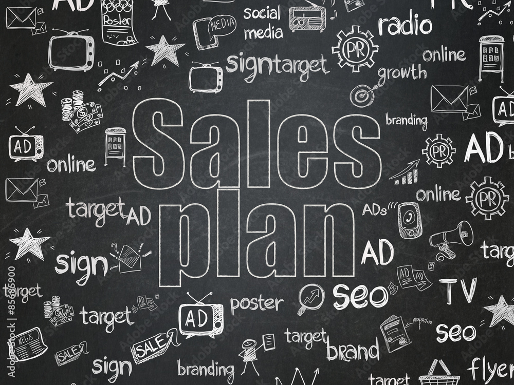 Marketing concept: Sales Plan on School Board background Marketing concept: Sales Plan on School Board background