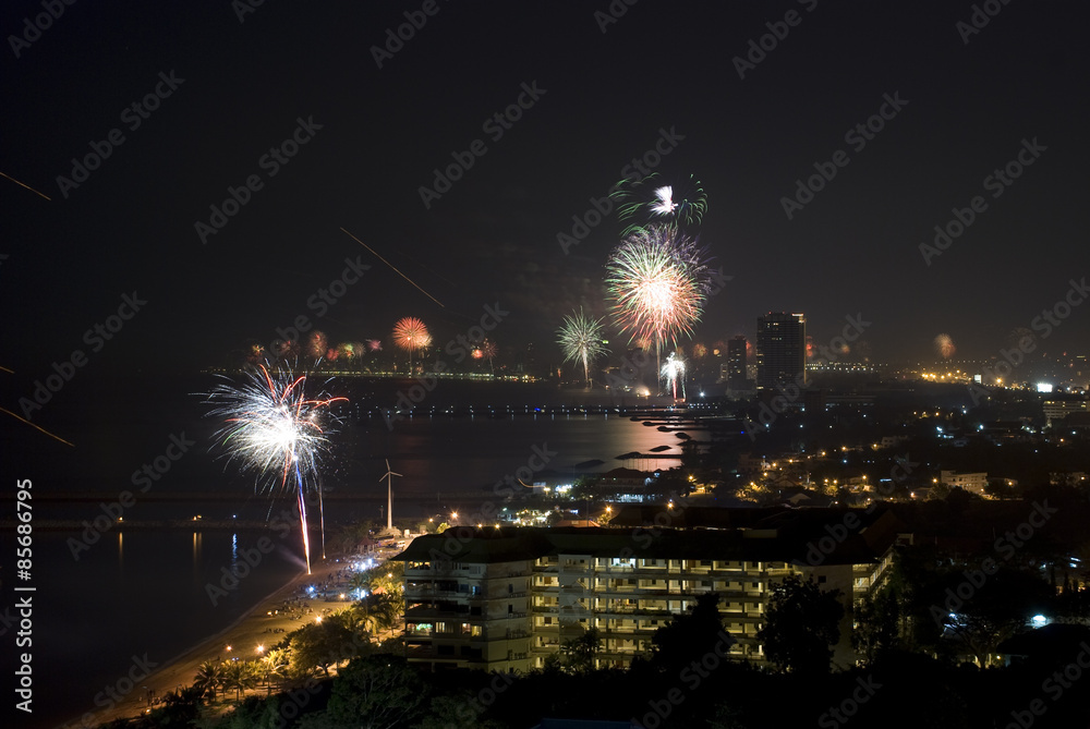 Fireworks at Sattaheep / Pattaya for New Year
