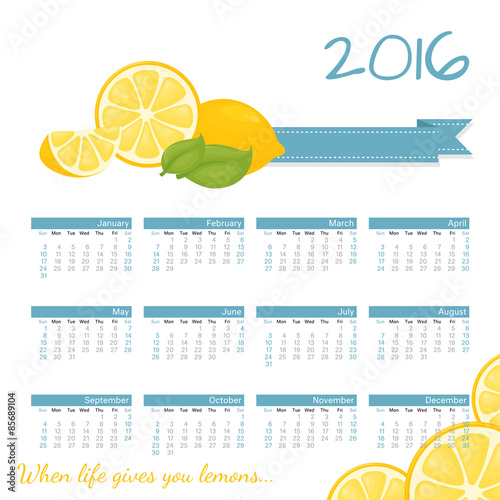 Year Calendar Lemon