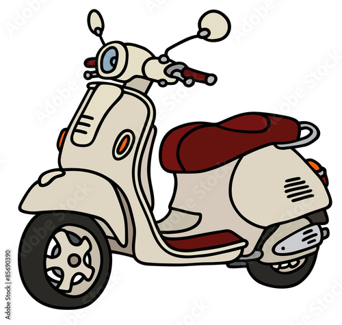 Hand drawing of a classic cream scooter - not a real model