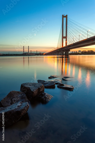South bridge in the evening Kiev city. Ukraine.