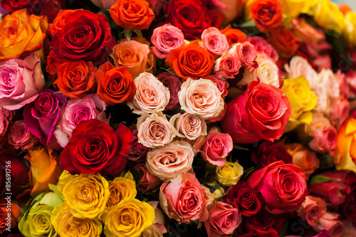 Fototapeta Naklejka Na Ścianę i Meble -  beautiful bouquet of multicolored roses