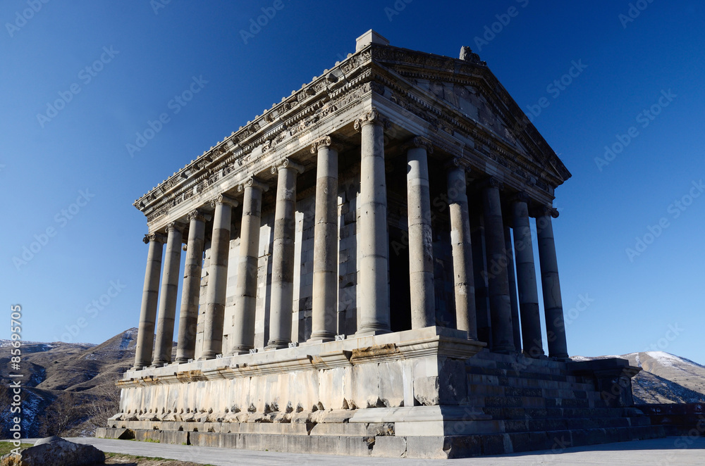 Fototapeta premium Pagan sun temple,Garni,Armenia. Classical Hellenistic building