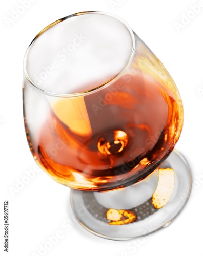 Cognac, snifter, splash.