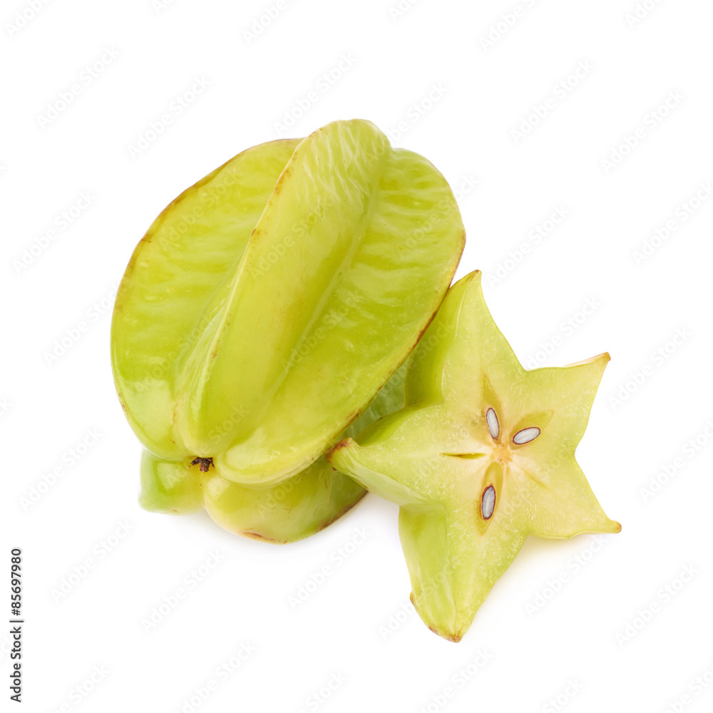 Averrhoa carambola starfruit isolated