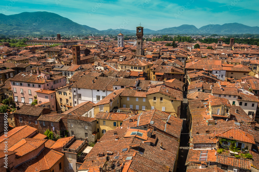 Scenic view of Lucca, Italy