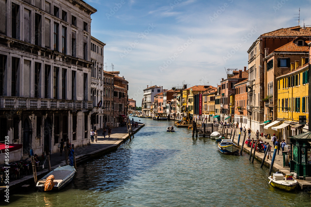 Obraz premium Street and canal view of Venice, Italy