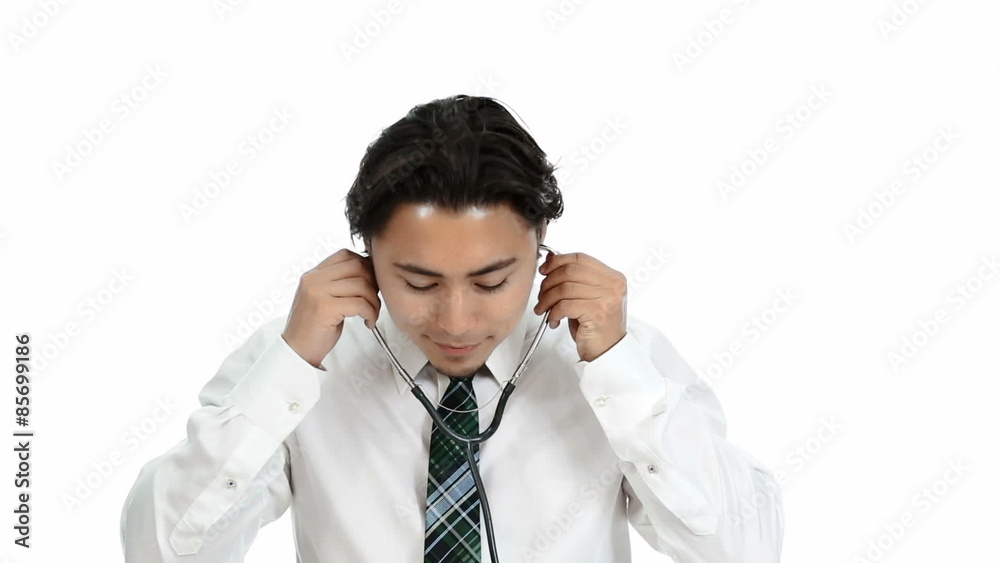 Young doctor with stethoscope and a white shirt and tie Young doctor with stethoscope and a white shirt and tie