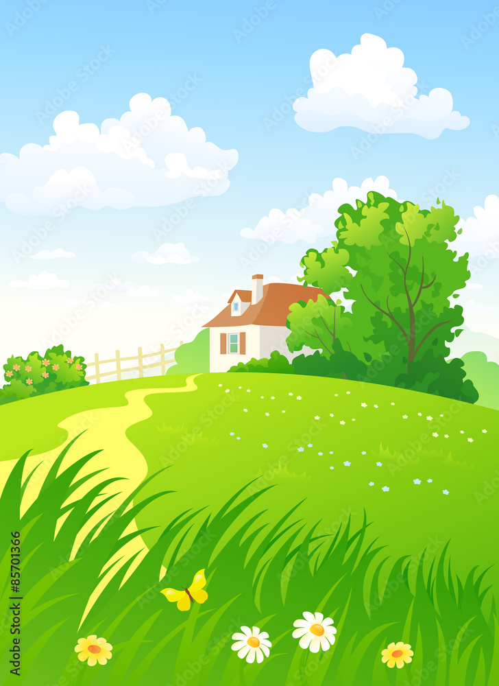 Naklejka premium Summer countryside vertical