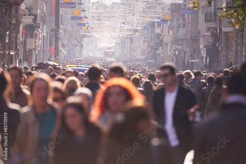 Obraz na płótnie people crowd walking on street