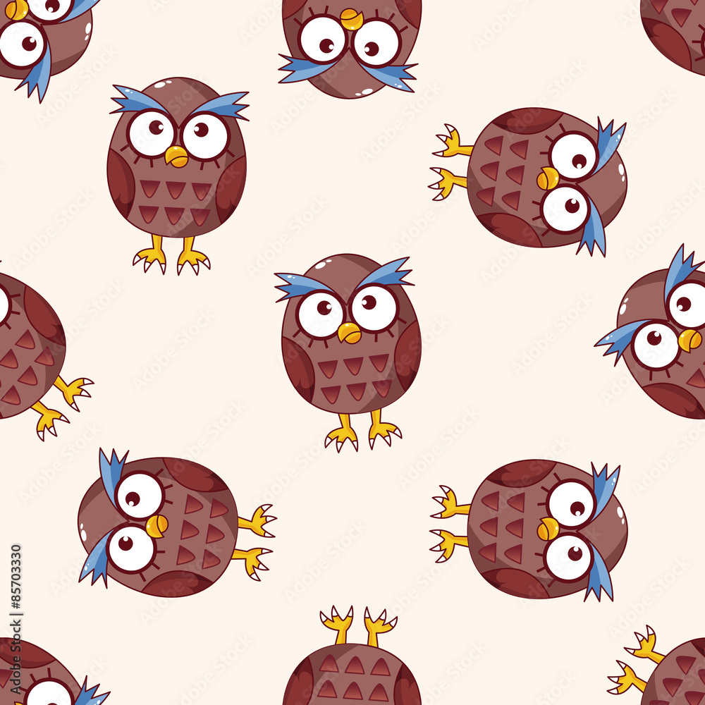 Fototapeta premium bird owl cartoon , cartoon seamless pattern background