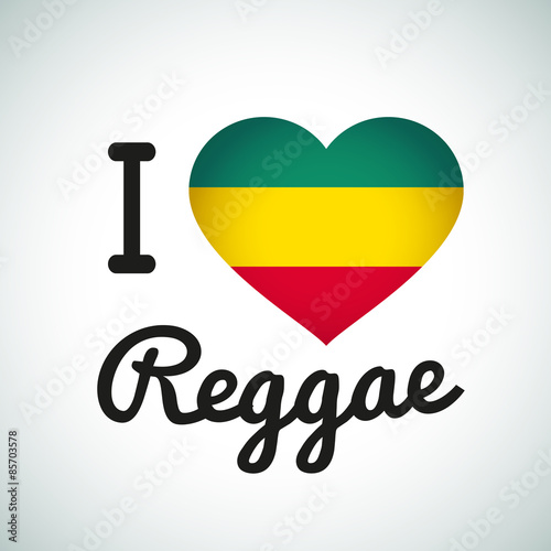 I love Reggae Heart illustration, Jamaican music logo design