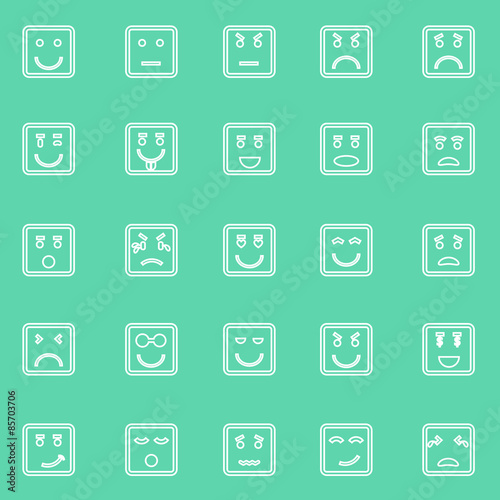 Square face line icons on green background