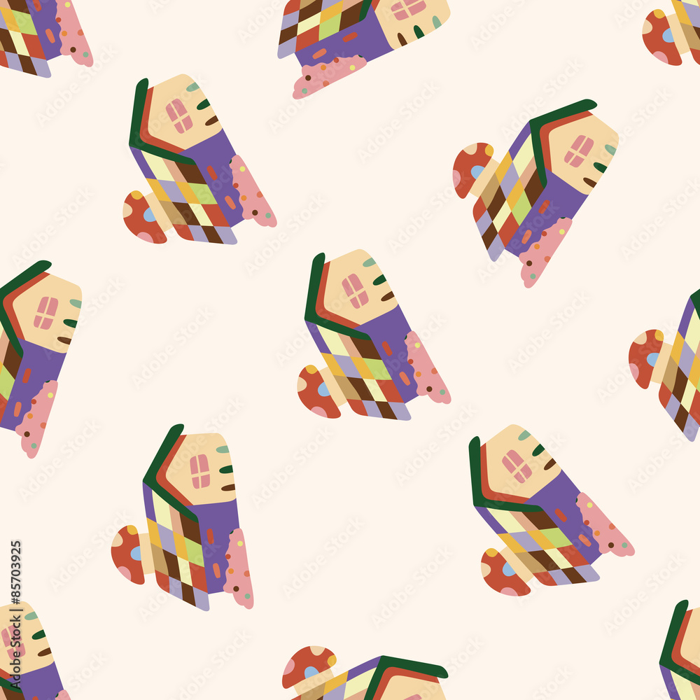 Naklejka premium Building house,, cartoon seamless pattern background