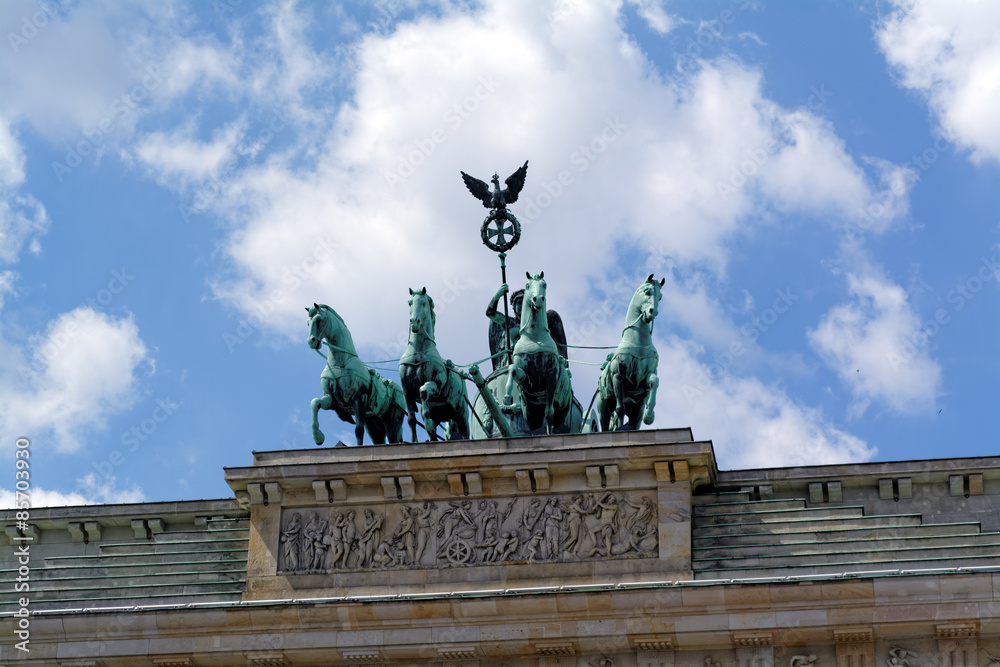 Quadriga on the Brandenburg gate (Brandenburger Tor) in Berlin, Germany