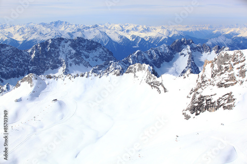 Winter snow covered mountain Zugspitze in Germany Europe. Great place for winter sports © sittinan