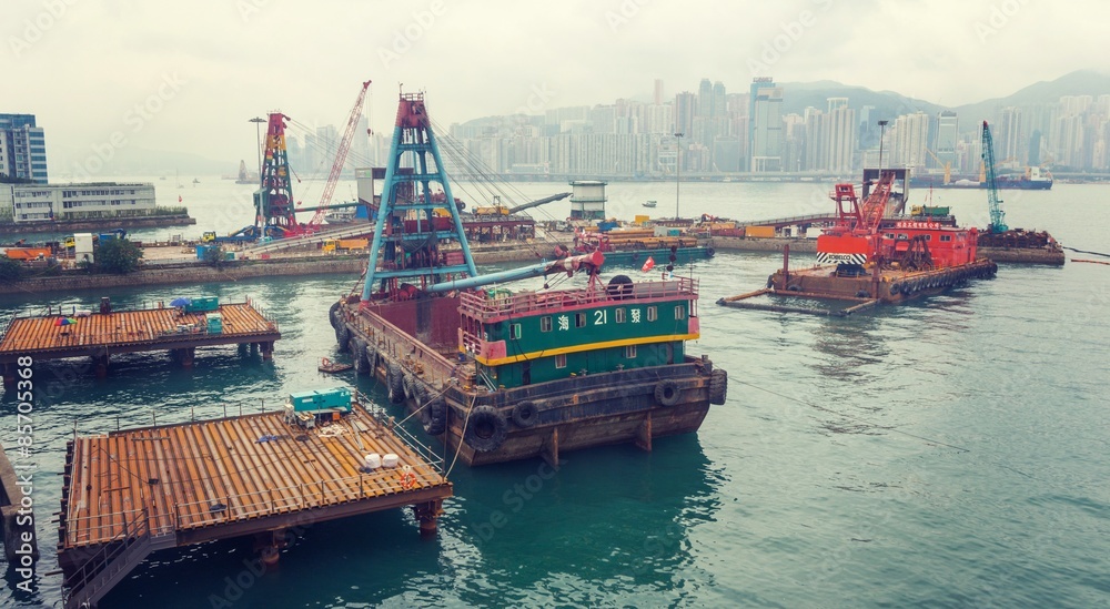 Barge in Kowloon Bay, Hong Kong S.A.R.