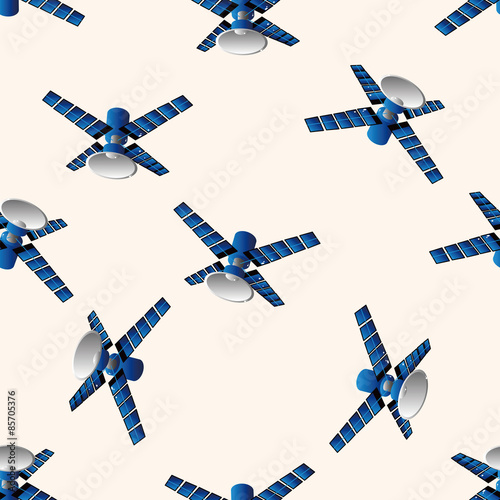 Space Satellite , cartoon seamless pattern background