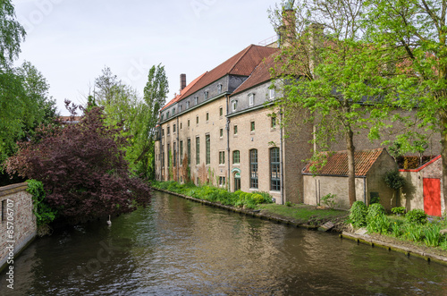 Lake in Begijnhof, Bruges city