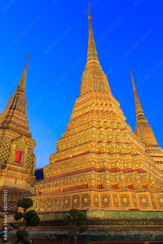Wat Pho, Bangkok, Thailand. Also known as Wat Phra Chetuphon, 'Wat' means temple in Thai. The temple is one of Bangkok's most famous tourist sites. The temple has it's origins dating back to 1788.