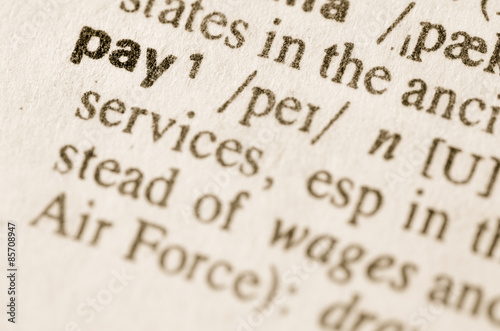 Dictionary definition of word pay photo