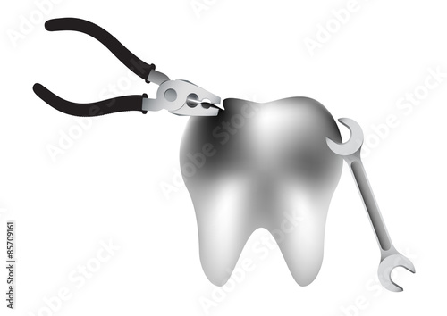 illustration of repair a tooth decay on white background