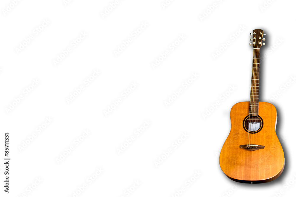 Naklejka premium Acoustic guitar isolate white background