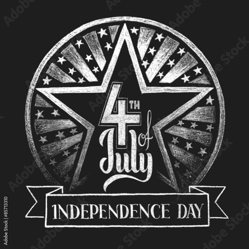 4th of July Independence day. Chalk lettering