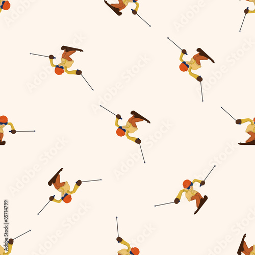 Skiers , cartoon seamless pattern background