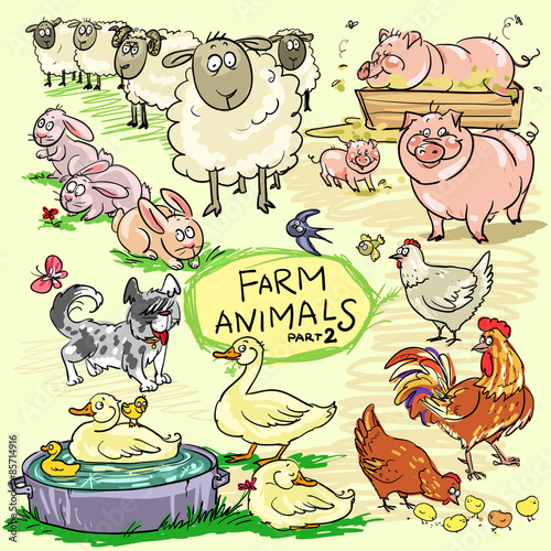Farm animals, hand drawn collection, part 2 