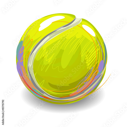 Tennis Ball isolated on white background.
All elements are in separate layers and grouped. 