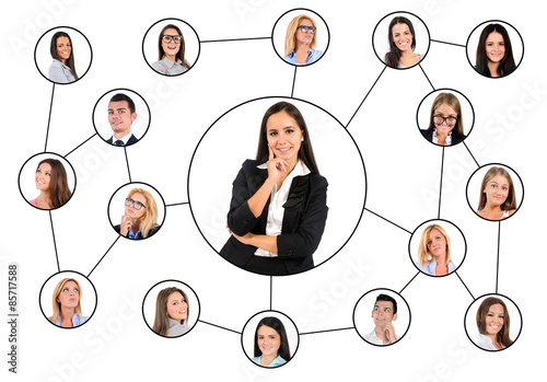 Woman and many friends