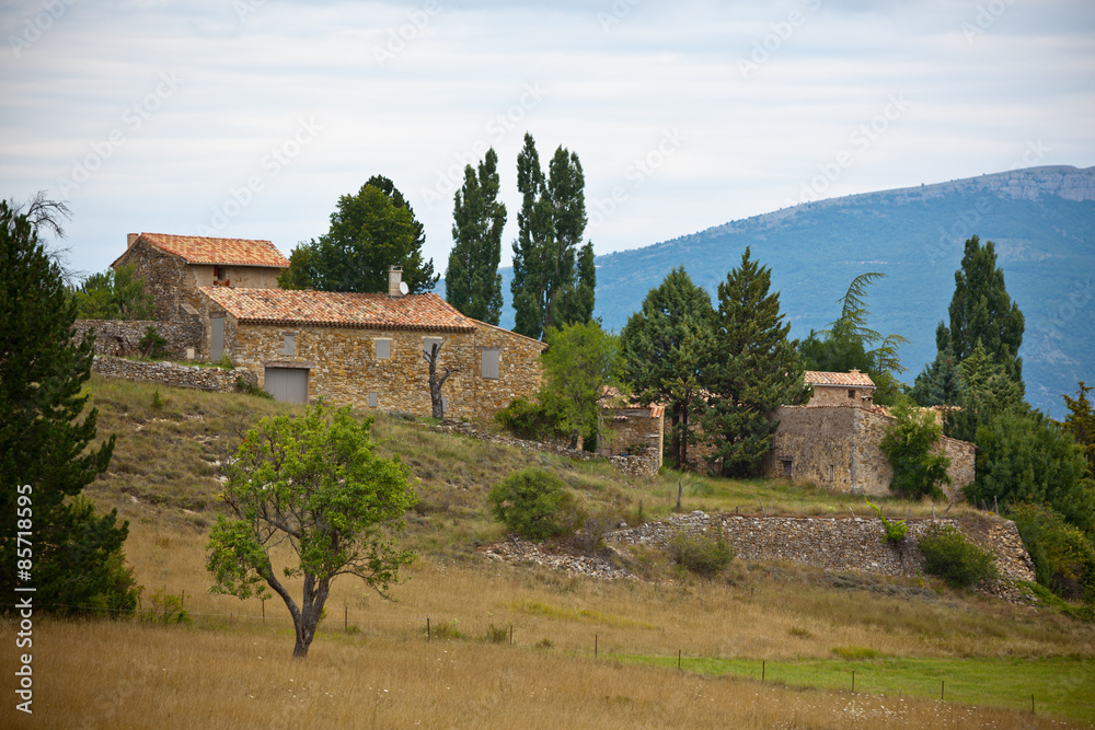 Stone farmhouse in Provence mountains, France