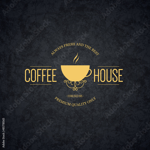 Vintage logotype for coffee house, cafeteria, bars, restaurant, tea shop