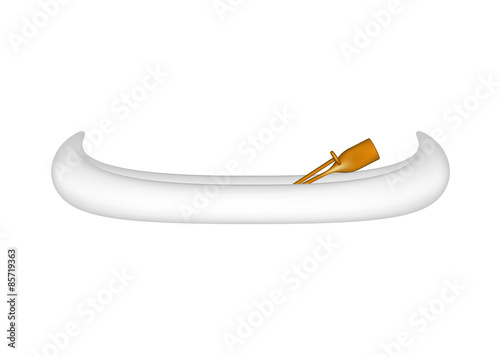 Canoe in white design with wooden paddles