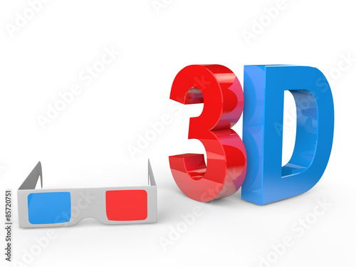 3d glasses and text