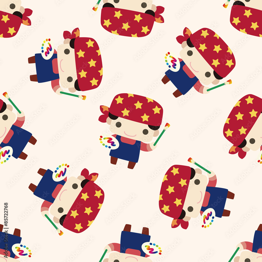 Painter , cartoon seamless pattern background