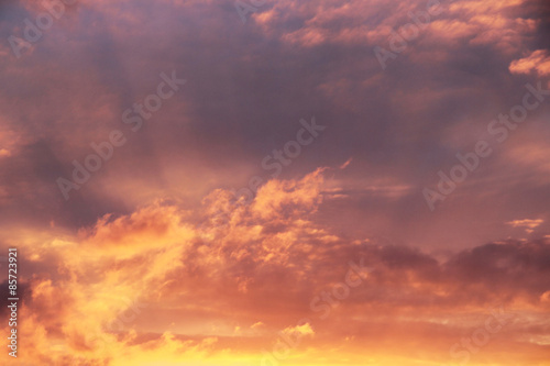 Fiery orange sunset sky. © recvision