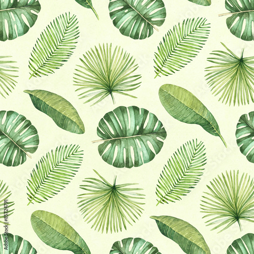 Watercolor seamless tropical pattern