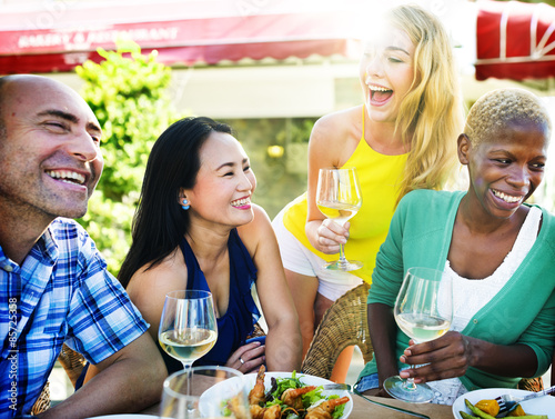 Diverse People Friends Hanging Out Drinking Concept