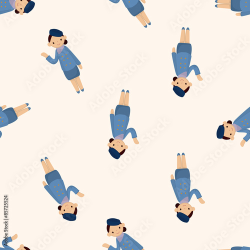 flight attendants , cartoon seamless pattern background