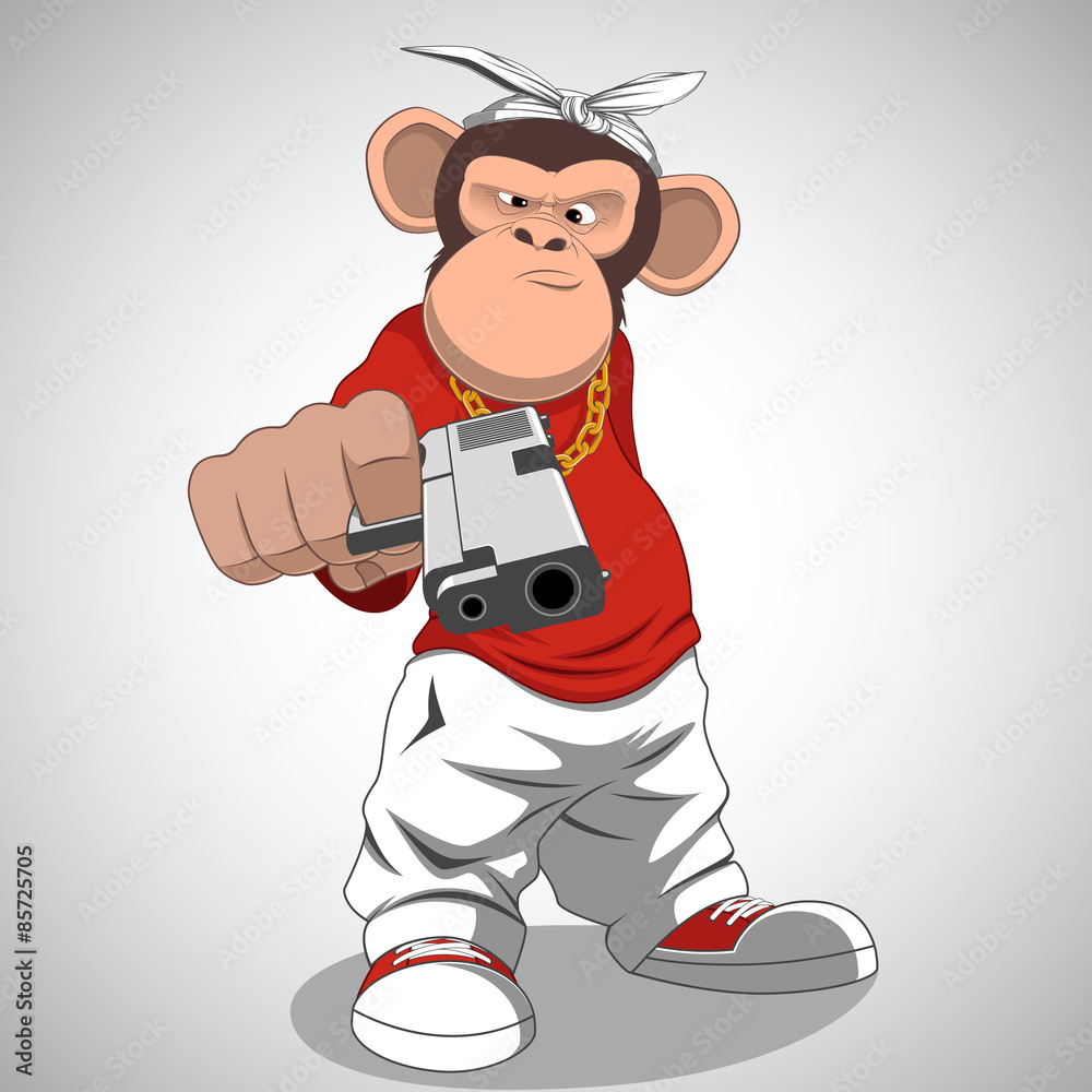 Monkey with a gun Stock Vector Adobe Stock