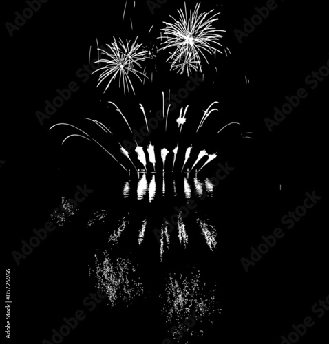 fireworks with reflection on lake