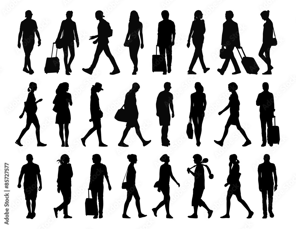big set of people walking silhouettes set 4 big set of people walking silhouettes set 4