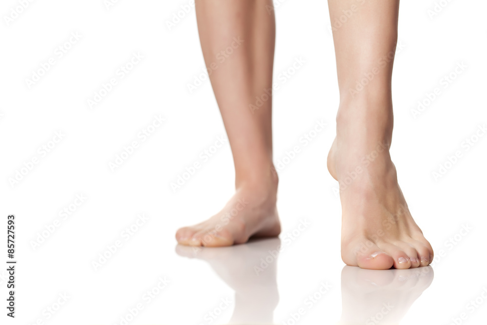 beautifully cared female feet on a white background beautifully cared female feet on a white background