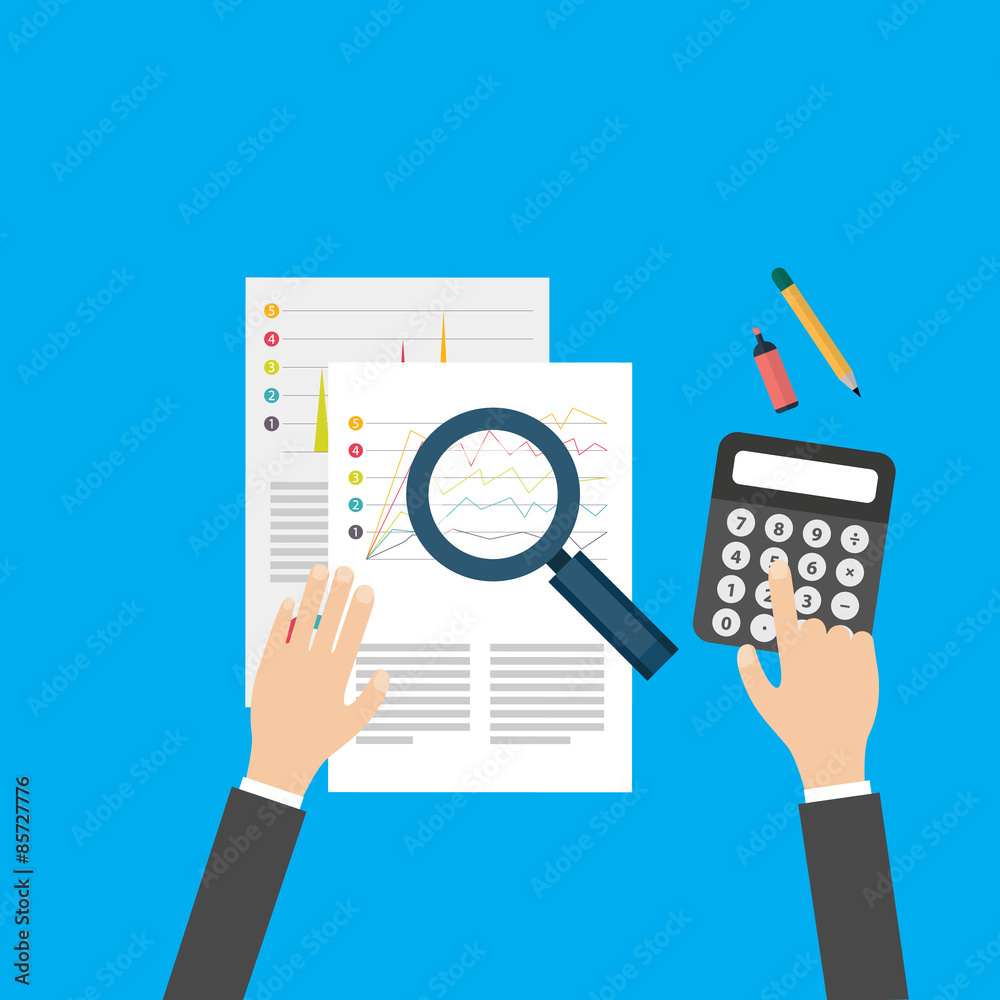 Analytic vector illustration. Business template with charts and graphs. Analytic vector illustration. Business template with charts and graphs.