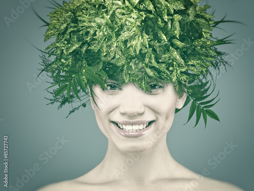 Funny female portrait with eco hair style