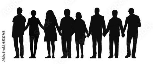 group of people holding hands silhouette 3 photo